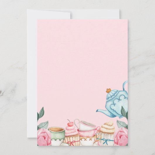 Tea for Two Floral 2nd Birthday Invitation Kaart (Achterkant)