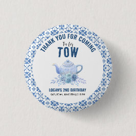 Tea for Two – Floral 2nd Birthday Party Ronde Button 3,2 Cm