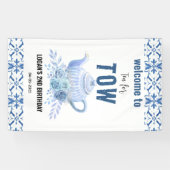 Tea for Two – Floral 2nd Birthday Welcome Spandoek (Horizontaal)