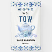 Tea for Two – Floral 2nd Birthday Welcome Spandoek (Verticaal)