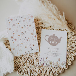 Tea for Two Floral Birthday Invitation Kaart
