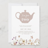 Tea for Two Floral Birthday Invitation Kaart (Voorkant)