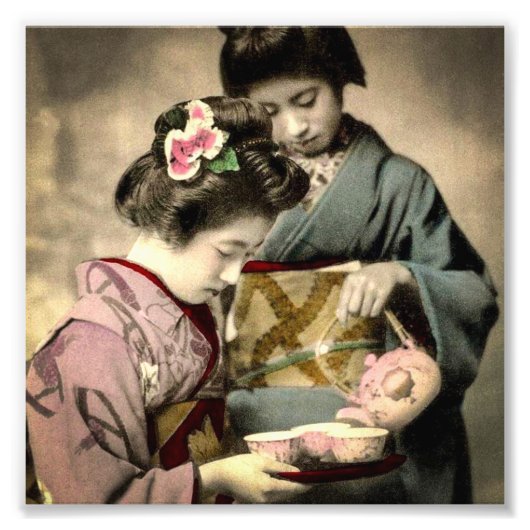 Tea for Two Geisha in Old Japan  Japans Foto Afdruk (Voorkant)