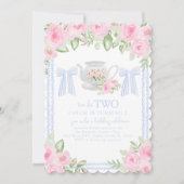 Tea for Two Grandmillennial Birthday Invitation Kaart (Voorkant)