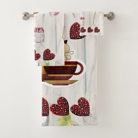 Tea for Two Husband Wife Love Quote Rustic Country Bad Handdoek (Insitu)