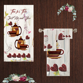 Tea for Two Husband Wife Love Quote Rustic Country Bad Handdoek