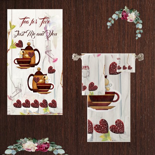 Tea for Two Husband Wife Love Quote Rustic Country Bad Handdoek