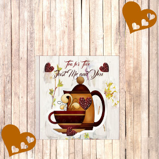 Tea for Two Husband Wife Love Quote Rustic Country Feestdagenkaart