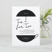 Tea for Two Modern Black Tea Party Uitnodiging (Staand voorkant)