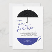 Tea for Two Modern Blue Tea Party Uitnodiging (Voorkant)