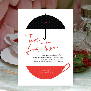 Tea for Two Modern Red Tea Party Uitnodiging