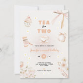 Tea for Two Pastel Birthday Invitation for Girls Kaart (Voorkant)