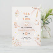 Tea for Two Pastel Birthday Invitation for Girls Kaart (Staand voorkant)