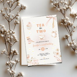 Tea for Two Pastel Birthday Invitation for Girls Kaart