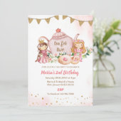 Tea for Two Princess Royal Tea Birthday Party Kaart (Staand voorkant)