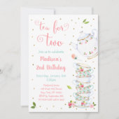 Tea for Two roze Gold Floral Tea Party Birthday Kaart (Voorkant)