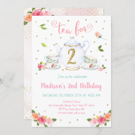 Tea for Two roze Gold Tea Party Birthday Kaart