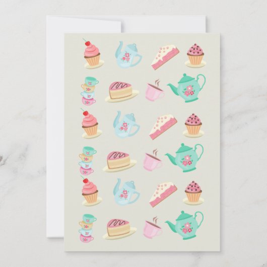 Tea for Two Second Birthday Invitation Cream Kaart (Achterkant)