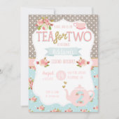 Tea for Two Second Birthday Invitation Kaart (Voorkant)
