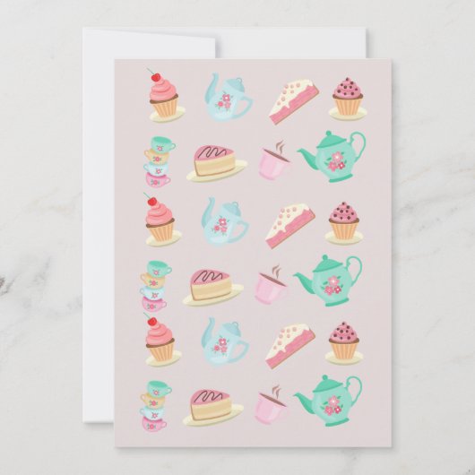 Tea for Two Second Birthday Pink Invitation Kaart (Achterkant)