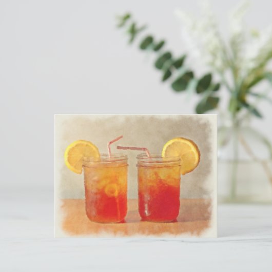 Tea for Two Southern Style Mason Jars of Sweet Tea Briefkaart (Staand voorkant)