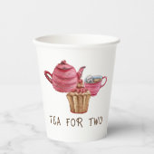Tea for Two Tea Cup Trio Pattern - 8oz Paper Cup Papieren Bekers (Voorkant)