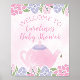 Tea for Two Tea Party Baby shower Welcome Sign Poster