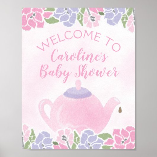 Tea for Two Tea Party Baby shower Welcome Sign Poster (Voorkant)