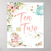 Tea for Two Tea Party Girl 2nd Second Birthday Poster (Voorkant)