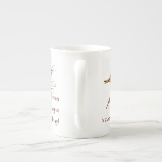 Tea & Friend Quote, Sparrow Birds, Bone China Mok (Achterkant)