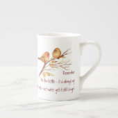 Tea & Friend Quote, Sparrow Birds, Bone China Mok (Rechts)