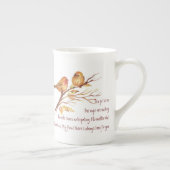 Tea & Friend Quote, Sparrow Birds, Bone China Mok (Rechts)