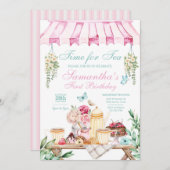 Tea Garden Party Birthday Invitation Kaart (Voorkant / Achterkant)