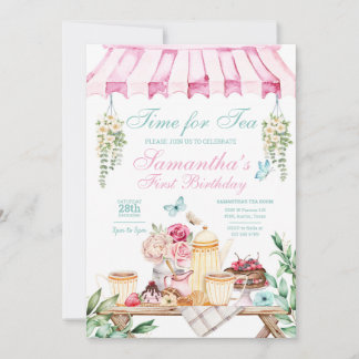 Tea Garden Party Birthday Invitation Kaart