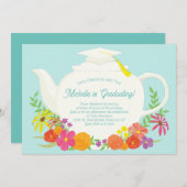 Tea Graduation Party Theepot Kaart (Voorkant / Achterkant)