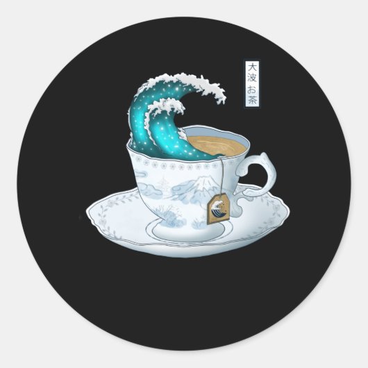 Tea Great Wave Off Kanagawa Ronde Sticker (Voorkant)