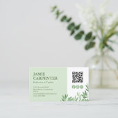Tea Green Calm Greenery QR Code Foto Sociale Media Visitekaartje (Staand voorkant)