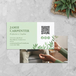 Tea Green Calm Greenery QR Code Foto Sociale Media Visitekaartje