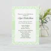 Tea Green Damask Bridal Shower Invitation Kaart (Staand voorkant)