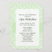 Tea Green Damask Bridal Shower Invitation Kaart (Voorkant / Achterkant)
