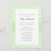Tea Green Damask Bridal Shower Invitation Kaart (Voorkant / Achterkant)