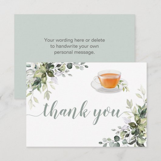 Tea Greenery Flat Hartelijk dank Bedankkaart (Voorkant / Achterkant)