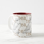 Tea Hand-draw Owl Tweekleurige Koffiemok (Voorkant links)