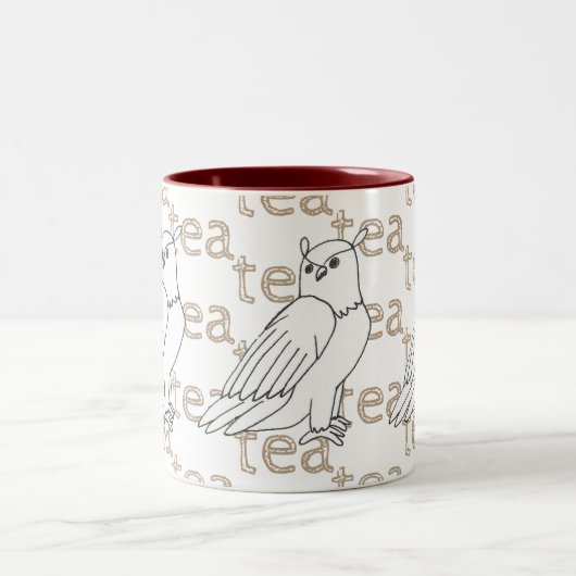 Tea Hand-draw Owl Tweekleurige Koffiemok (Center)