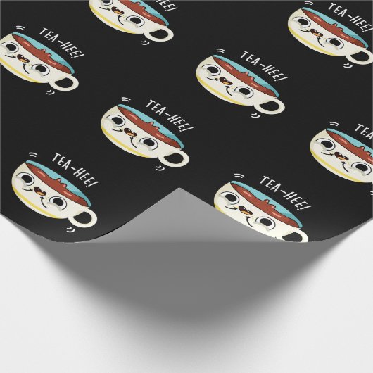 Tea Hee Funny Tea Cup un Dark BG Cadeaupapier (Hoek)