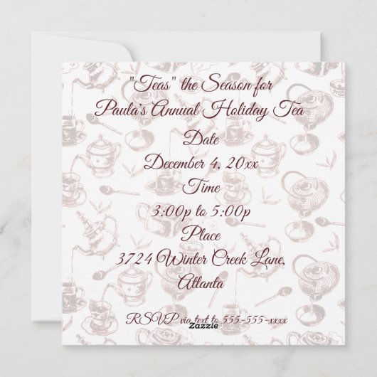 "Tea" het Seizoen Uitnodiging (Achterkant)