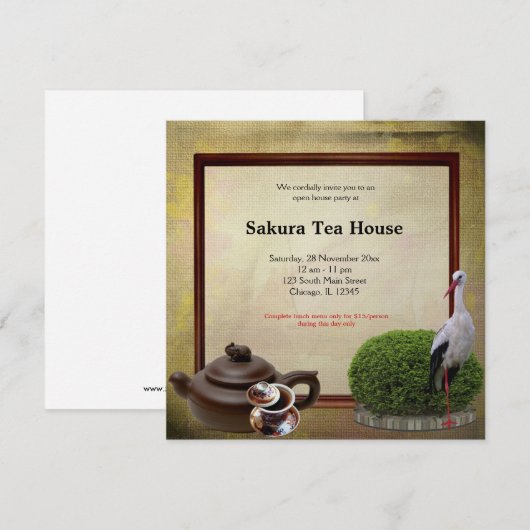 Tea House Grand Opening Kaart (Voorkant / Achterkant)