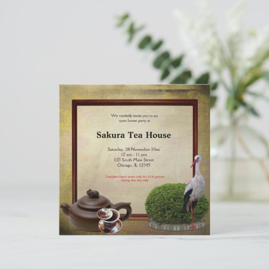 Tea House Grand Opening Kaart (Staand voorkant)