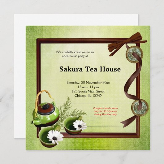 Tea House Grand Opening Kaart (Voorkant / Achterkant)