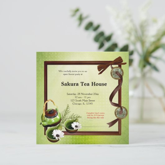 Tea House Grand Opening Kaart (Staand voorkant)